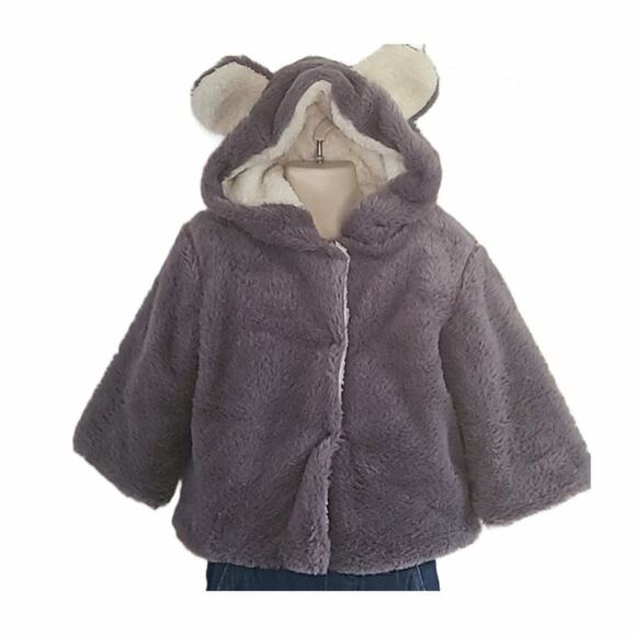 Unbranded Baby Hooded Faux Fur Coat with Ears & Tail – Gray Size 18M-24M NWOT - Picture 2 of 7